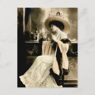 Carte Postale 1900 Une Parisienne Boire Du Champagne