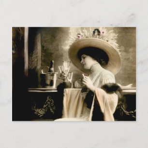 Carte Postale 1900 Une Parisienne Boire Du Champagne