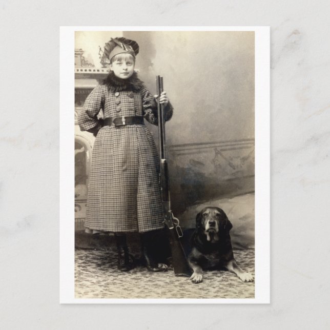 Carte Postale 1900 Young Girl and her Hound (Devant)