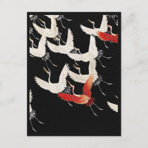 Carte Postale 1910-1920 Furisode avec une myriade de grues volan