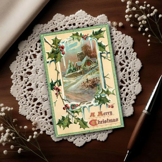 Carte Postale 1910 Vintage Christmas Holly  (Créateur téléchargé)