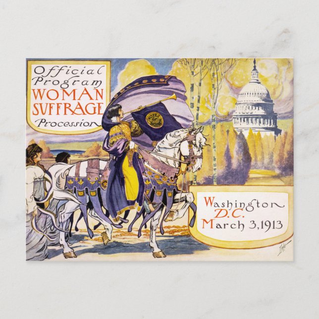 Carte Postale 1913 Marche pour les droits des femmes Washington  (Devant)