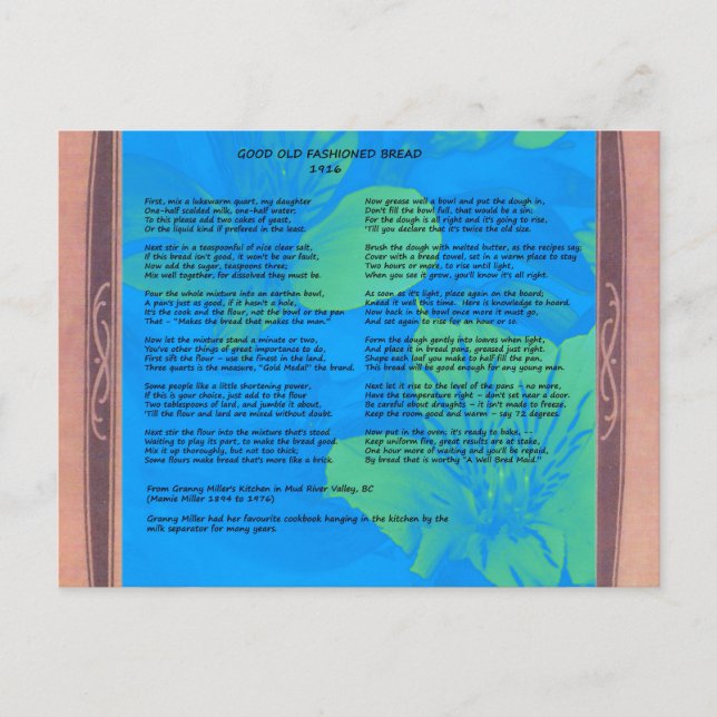 Carte postale 1916 Recette de pain maison (Devant)