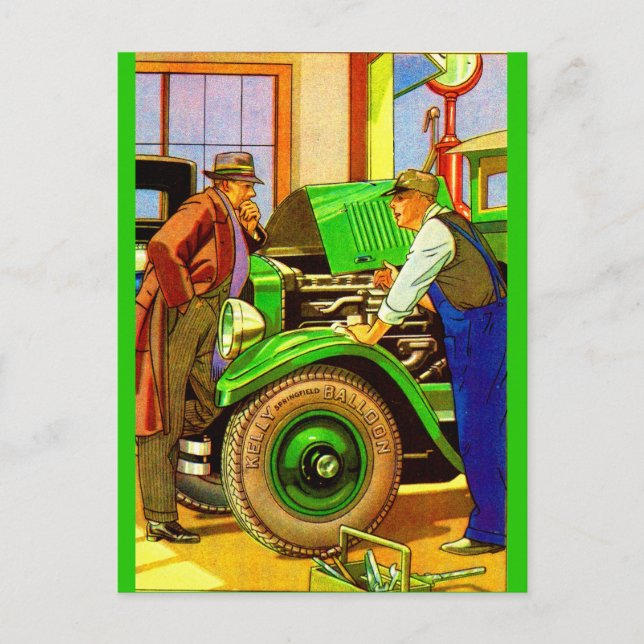 Carte Postale 1924 Kelly Springfield pneus gonflables et (Devant)