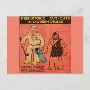 Carte Postale 1930 bande dessinée homme de la grotte de poupée d