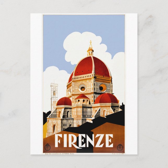 Carte Postale 1930 Florence Italie Poster de voyage Duomo (Devant)