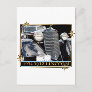 CARTE POSTALE 1934 V-12 LINCOLN
