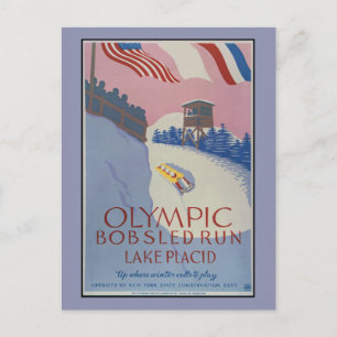 Carte Postale 1938 Sport d'hiver Vintage Voyage et lac Placid