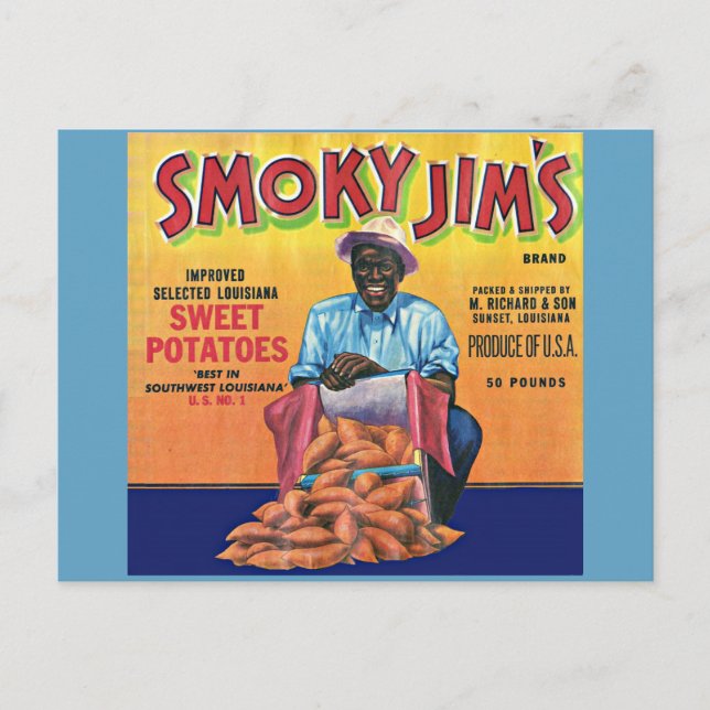 Carte Postale 1940 Smoky Jim's sweet potato crate étiquette (Devant)