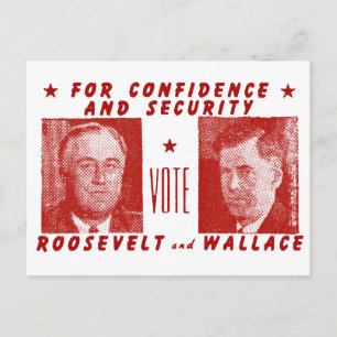 Carte Postale 1940 Vote Roosevelt + Wallace, rouge