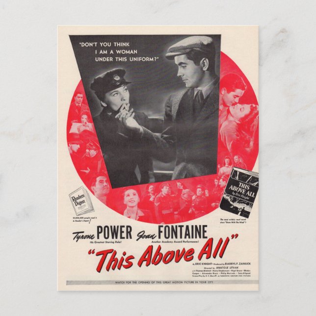 Carte Postale 1942 This Above All movie poster (Devant)