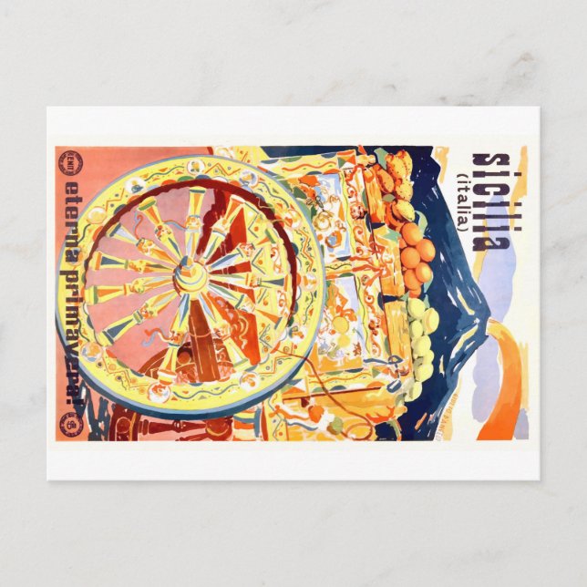 Carte Postale 1947 Sicile Italie Affiche de voyage Printemps éte (Devant)