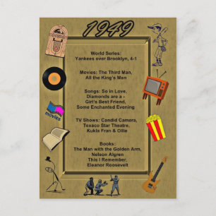 Carte Postale 1949 Great Events Birthday Card