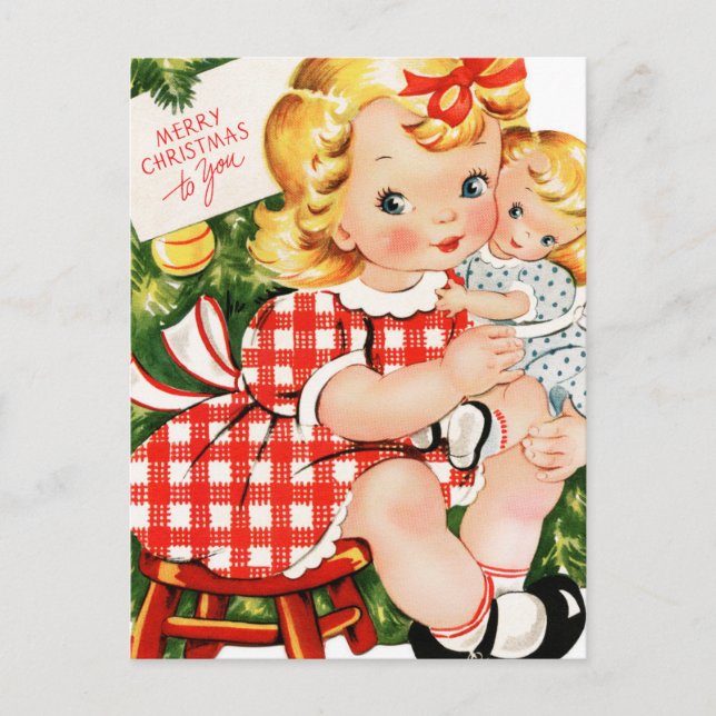 Carte Postale 1950 Fille Avec Poupée (Devant)