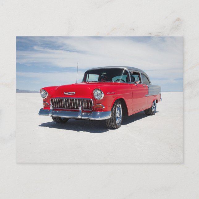 Carte Postale 1955 chevy hot rod, street rod, "tri five" belair (Devant)