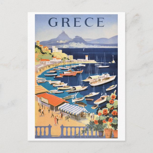 Carte Postale 1955 Grèce Athens Bay of Castella Affiche de voyag (Devant)