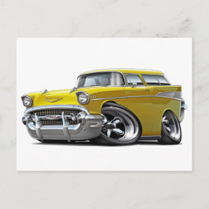 Carte Postale 1957 Roue Chauffante Jaune Chevy Nomad