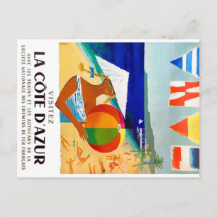 Carte Postale 1957 Visitez La Côte D'Azur Affiche française de v