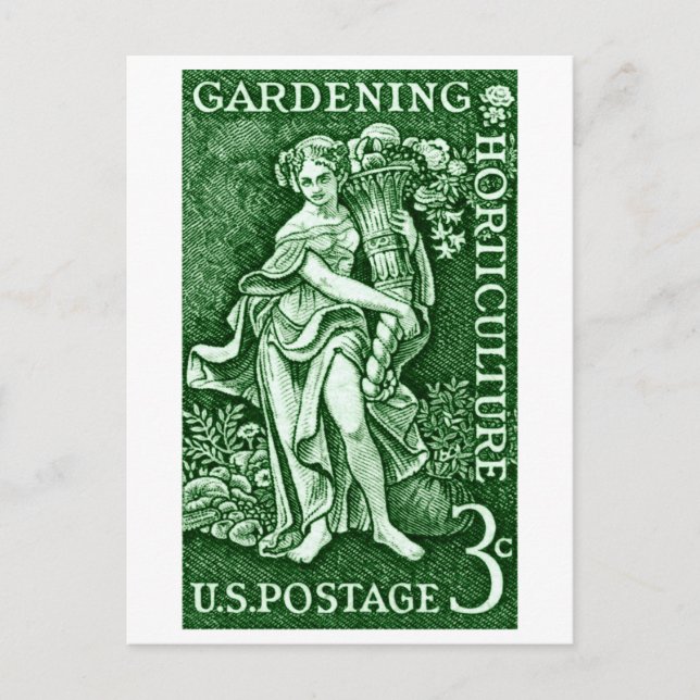 Carte Postale 1958 Jardinage + Timbre d'horticulture (Devant)