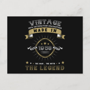 Carte Postale 1958 Né Anniversaire Vintage