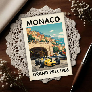Carte Postale 1966 Monaco Grand Prix Vintage