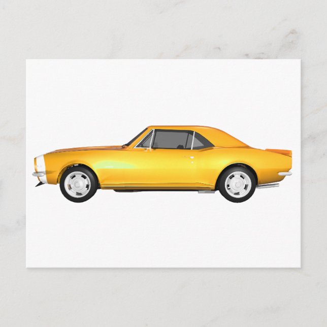 Carte Postale 1967 Camaro SS : Finition jaune : 3D Modèle : (Devant)