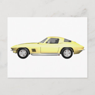 Carte Postale 1967 Corvette Sports Car : Finition jaune