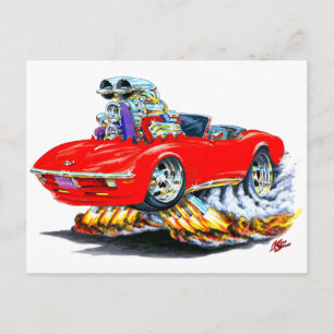 Carte Postale 1968-72 Corvette Red Convertible