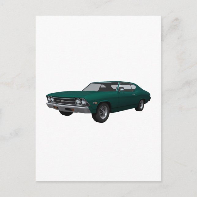 Carte Postale 1969 Chevelle SS : Finition verte (Devant)
