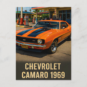 Carte Postale 1969 Chevrolet Camaro Voiture Musclée Américaine V