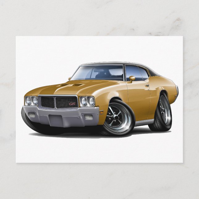 Carte Postale 1970-72 Buick GS Gold Black Top Car (Devant)