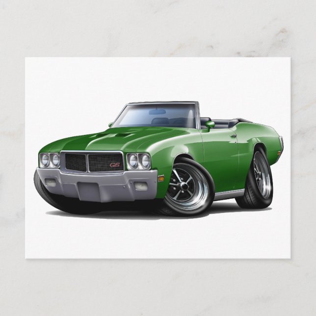 Carte Postale 1970-72 Buick GS Green Convertible (Devant)