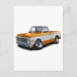 Carte Postale 1970-72 Camion Chevy C10 Orange-Blanc
