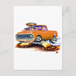 Carte Postale 1970-72 Chevy C10 Orange Lit Longbed