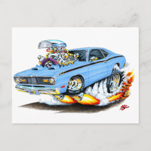 Carte Postale 1970-74 Plymouth Duster Lt Blue Car