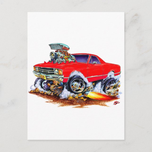 Carte Postale 1971-72 El Camino Red 4x4 Monster Truck (Devant)