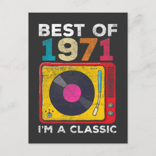 Carte Postale 1971 Né Vintage 50e anniversaire Vinyls Classic Mu