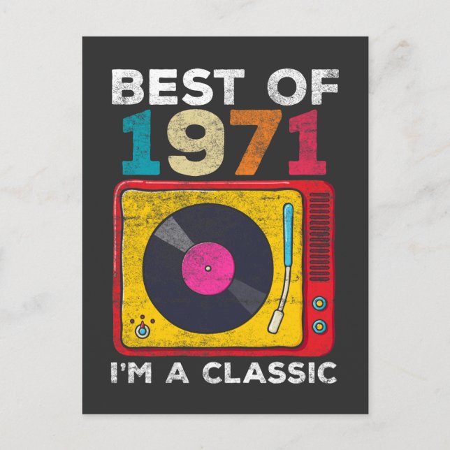 Carte Postale 1971 Né Vinyles Anniversaire 50 Ans Musique Classi (Devant)