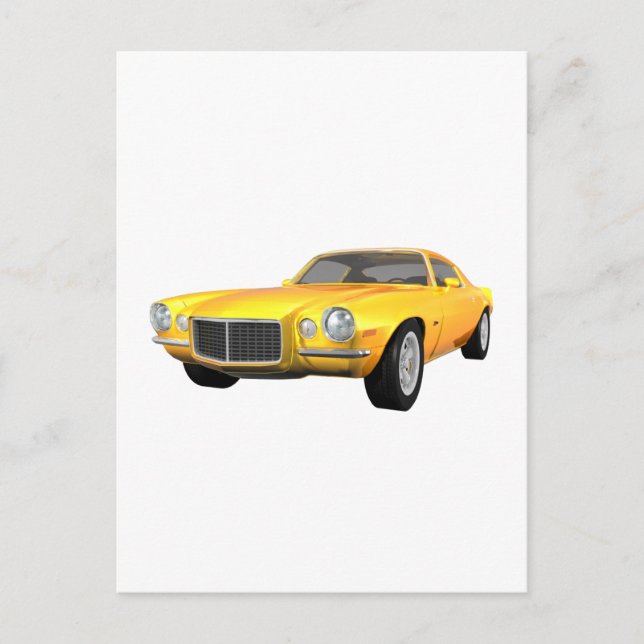 Carte Postale 1972 Camaro Z28 : Muscle Car : Fin jaune : (Devant)