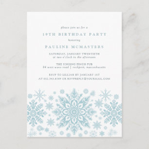 CARTE POSTALE 19e anniversaire Blue Snowflake Invi