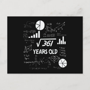 Carte Postale 19e anniversaire Carré racine math 19 ans Annivers