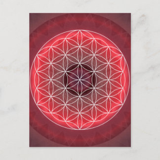 Carte Postale 1 Chakra Flower of Life rouge