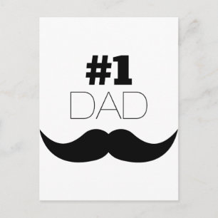 Carte Postale #1 Papa Mustache noire - Numéro Un