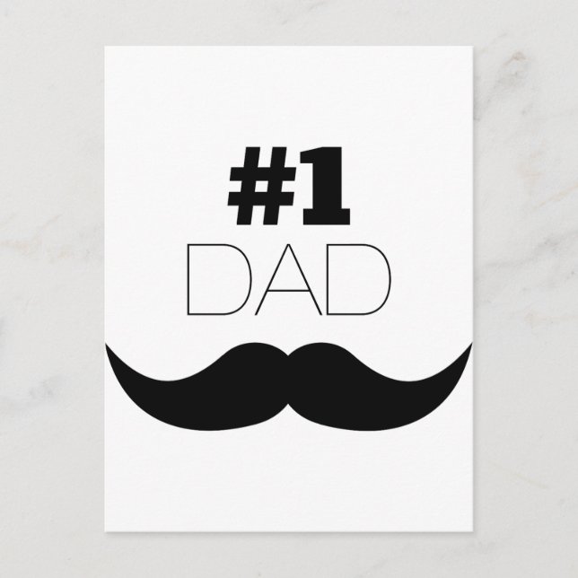 Carte Postale #1 Papa Mustache noire - Numéro Un (Devant)