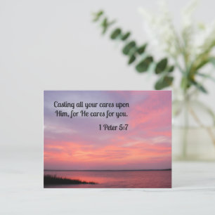 Carte Postale 1 Pierre 5:7 Jetant sur Lui tous vos soucis