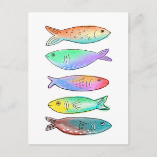 Carte Postale 1 poisson 2 poissons