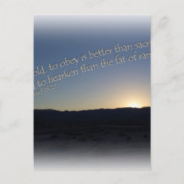 Carte Postale 1 Samuel 15:22 Coucher de soleil Bordure blanche