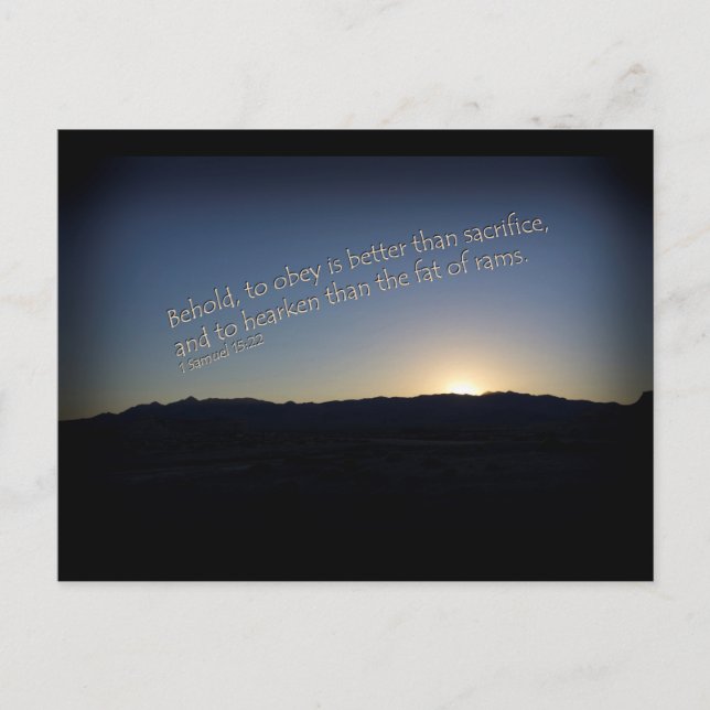 Carte Postale 1 Samuel 15:22 Coucher de soleil Bordure noire (Devant)