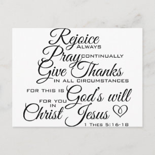 Carte Postale 1 Thes 5:16-18 - Art Écriture