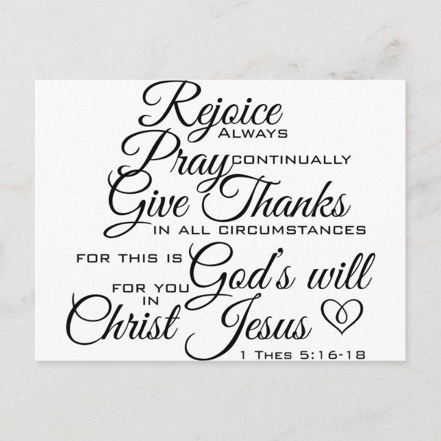 Carte Postale 1 Thes 5:16-18 - Art Écriture (Devant)